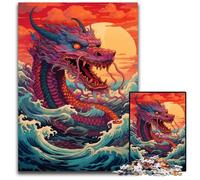 Illustration of Giant Chinese Dragon Jigsaw Puzzles for Adults 1000 Piece Wooden Jigsaw Puzzles for Home Decor, Ideal Christmas & New Year Gift for Teenagers 1000 PCS(75x50cm)