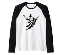Illustration of Jesus Christ Shadow with Open Arms Raglan Baseball Tee