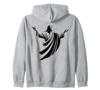 Illustration of Jesus Christ Shadow with Open Arms Zip Hoodie