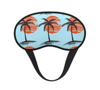 Illustration of Palm Trees Sleep Masks Silky Eye Cover Soft Satin Blindfold Elastic Strap Night Eye Shade for Women Men