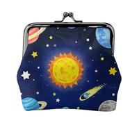 Illustration Of The Solar Universe Small Coin Purse For Women Girls Pu Leather Change Purse Wallets Key Bags Kiss-Lock Mini Coin Pouch For Women Girls