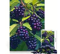 Illustration of Wild Berries on A Branch 1000 Piece Jigsaw Puzzles for Adults Jigsaw Mental Boost Precise Edge Fun Challenge Xmas Idea (38x52cm)