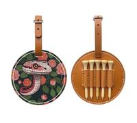 Illustration Rose Snake Brown Printed Golf tee Storage Bag - for Men only, Durable PU Material, Easy to Carry, Enhance The Golf Experience
