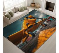 Illustration, Runway Propellers, Aeroplanes Soft Carpet Runners for Hallway Non-Slip 120 cm x 160 cm, Rugs Printed Design Bedroom， Yellow Bedside Carpets for Kitchen, Lounge