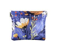 Illustration Style Blue Flowes Fashion Women Leather Coin Purse Portable Mini Card Holder Wallet for Women billetera para