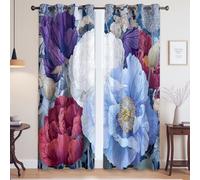 Illustration Vintage Poppy Dandelion Curtains For Home Cinema - Original Design Digital Printing Panel Curtains, Colorful, W66 x L72(2 Panels) 167x182cm