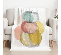 Illustration White Blanket Gifts for Adults Boys Simple Line Apple Microfiber Throw Blankets Soft Comfy Lightweight for Home Decor Couch Bed Sofa 27in × 40in (70cm × 100cm)