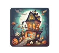 Illustrations A Whimsical Haunted House Coasters - Set of 4 Warren Reed - Designer Orange One Size