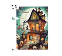 Illustrations A Whimsical Haunted House Jigsaw Puzzle Warren Reed - Designer Orange 1000 Piece