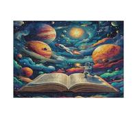 Illustrations Astronaut Planets 300 Piece Jigsaw Puzzle for Adults Teens Space Universe Jigsaw Stress Relief for Students Colourful Challenge Great Gift Dorm Room Decor 300 PCS