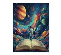 Illustrations Astronaut Planets 500 Piece Complete DIY Jigsaw Puzzle Space Universe Collectors Mind Relaxation Educational Decorative Puzzle Gifts for Adults Recycled Cardboard 500 PCS