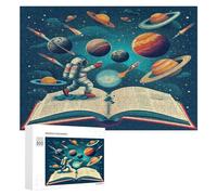 IllustrationsAstronaut Planets 300Pc Jigsaw Puzzles All AgesJigsaws Festive Gift Idea Family Bonding Activity Whimsical Design Stress Relief Home Decor 300 PCS