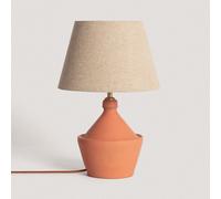 Illuzia Loza Aike Ceramic Table Lamp - Terracotta with Light Brown Shade