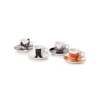 illy 25152 Art Collection, Genesi Collection 4 Numbered and Signed Espresso Cups Monica Bonvicini and Shirin Neshat Coffee Cups with Saucer