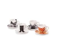 illy 25153 Art Collection, Genesi Collection 4 Cappuccino Cups Numbered and Signed Monica Bonvicini and Shirin Neshat