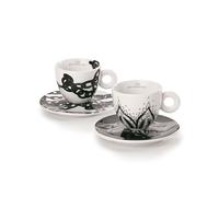 illy 25156 Art Collection, Genesi Collection 2 Cappuccino Cups Numbered and Signed Monica Bonvicini and Shirin Neshat