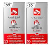 illy Classico Aluminium Coffee Capsules Compatible with Nespresso Original Machines x50 (Pack of 2, Total 100 Pods) | 100% Arabica Coffee