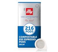 illy Decaffeinated ESE Espresso Coffee Paper Pods, Compostable Coffee Pods, Pack of 12 x 18 Paper Pods (216 Servings Total)
