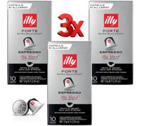 Illy Espresso Forte Extra Bold Roast Coffee Capsules 3 x Packs (30 Pods Total)