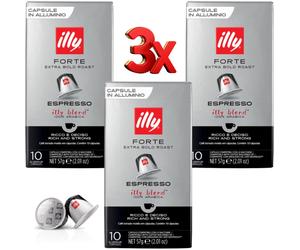 Illy Espresso Forte Extra Bold Roast Coffee Capsules 3 x Packs (30 Pods Total)