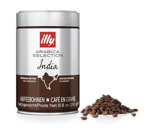 illy India Coffee Beans, 100% Arabica, Dark Roast, Intensity 8/9, Single Origin, Bold & Full-Bodied with Spicy & Dark Chocolate Notes, Suitable for Bean to Cup & Fresh Grinding, 250g