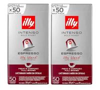 illy Intenso Aluminium Coffee Capsules Compatible with Nespresso Original Machines x50 (Pack of 2, Total 100 Pods) | 100% Arabica Dark Roast Coffee