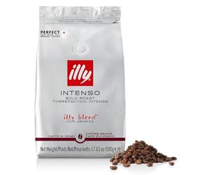 illy Intenso Coffee Beans, 100% Arabica Blend, Dark Roast, Intensity 7/9, Bold & Full-Bodied with Cocoa & Dried Fruit Notes, Suitable for Bean to Cup & Fresh Grinding, 500g Refill Pouch