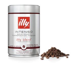 illy Intenso Coffee Beans, 100% Arabica Blend, Dark Roast, Intensity 7/9, Bold & Full-Bodied with Cocoa & Dried Fruit Notes, Suitable for Bean to Cup & Fresh Grinding, 250g