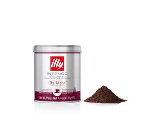 illy Intenso Ground Coffee, Dark Roast, 100% Arabica, Finely Ground for Espresso Machines, Suitable for Moka Pot & Stovetop Coffee Makers, 125g Tin