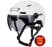 ILM Adult Bike Helmet with USB Rechargeable LED Front and Back Light Unisex Adult Cyclists for Cycling,Scooter E3-10L,White,L/XL