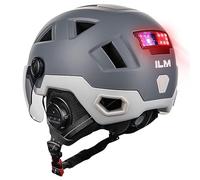 ILM Bluetooth Smart Bike Helmet Men Women Brake Warning LED Light Control NTA8776 CE CPSC Triple Certification Adult Bicycle Cycling,Bluetooth Grey,S/M