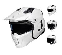 ILM Motocross Helmets Motorcycle 3/4 Half Helmet Open-Face for Men and Women Vintage Retro with Visor for Moped ATV Cruiser Scooter ECE Model Z302,White, L