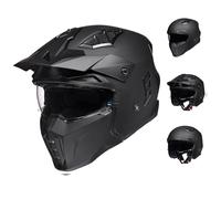 ILM Motocross Helmets Motorcycle 3/4 Half Helmet Open-Face for Men and Women Vintage Retro with Visor for Moped ATV Cruiser Scooter ECE Model Z302,Matte Black, 2XL