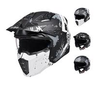 ILM Motocross Helmets Motorcycle 3/4 Half Helmet Open-Face for Men and Women Vintage Retro with Visor for Moped ATV Cruiser Scooter ECE Model Z302,MatteSkull, XL