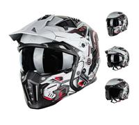 ILM Motocross Helmets Motorcycle 3/4 Half Helmet Open-Face for Men and Women Vintage Retro with Visor for Moped ATV Cruiser Scooter ECE Model Z302,SciFiRed,L