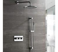 ILmira Shower Set Concealed Shower 2 Function Hot and Cold Into The Wall Type Copper Bathroom Lift Shower Set Round Top Spray Booster Nozzle Delicate Auspicious clouds