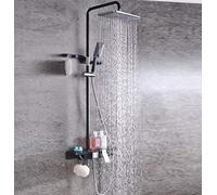 ILmira Shower Set Rain Shower Made of Copper with Shower Head Wall Mount 8 inch Waterfall Shower Holder and Shower Hook for Bathroom Fittings - Shower tap (Color: Black)-Black Auspicious clouds