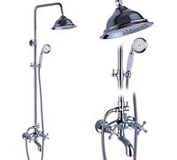 ILmira Shower System Wall Mount Shower Faucet Rainfall 8 Brass Shower Head Bathroom Shower Mixer System Dual Handle Chrome Shower Mixer Tap-Chrome Shower Set D Auspicious clouds