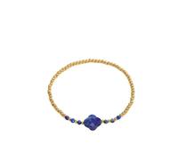 ILNCQLPM Chakra Bracelet,Natural Gemstone Crystal Bracelets， Fashion Cuff Faceted Four Leaf Clover Reiki Yoga Bracelets ，Lucky Charm Stretch Bracelet For Women Men Lapis Lazuli