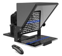 ILOKNZI Aluminum Alloy 16 Inch Teleprompter with Remote Control and Free Teleprompter APP Compatible with iOS/Android, Work with Camera, Online Meeting, Video Recorder