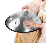 ILOOXI 432Hz 440Hz Handpan Drum 9/10/12 Notes 22inch Hand Pan Drums In D Minor With Handpan Stand, Case, Dallets, Dust-free Cloth (Color : Silver-432hz, Size : 12 Notes)