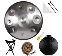 ILOOXI Hand Pan 9/10/12 Notes Handpan Drum Percussion 432Hz/440Hz Steel Hand Drum D Minor Steel Drums Musical Instrument (Color : Silver-440hz, Size : 9 Notes)