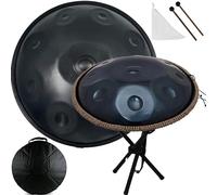 ILOOXI Handpan Drum Instrument 22 Inches 9/10/12 Notes D Minor Steel Hand Drum, Adult Beginner Percussion Instruments (Color : Black-432hz, Size : 9 Notes)