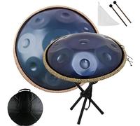 ILOOXI Handpan Drum Instrument 22 Inches 9/10/12 Notes D Minor Steel Hand Drum, Adult Beginner Percussion Instruments (Color : Blue-440hz, Size : 9 Notes)
