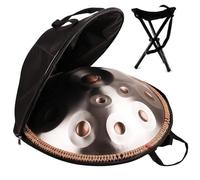 ILOOXI Handpan Drum Instrument D Minor 9 Notes 432Hz Hand Pan 22 Inches Steel Hand Drum With Soft Hand Pan Bag, 2 Handpan Mallet, Tongue Drum Stand (Color : Silver+Gold, Size : 9 Notes)