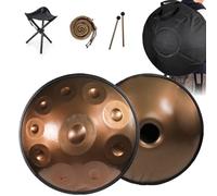 ILOOXI Steel Hand Pan Drum 22'' Handpan Drum D Minor 9/10/12 Notes, Hand Tank Drum Instrument, 432Hz 440Hz Percussion Tongue Drum, For Yoga, Meditation (Color : Gold-440hz, Size : 12 Notes)