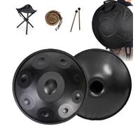 ILOOXI Steel Hand Pan Drum 22'' Handpan Drum D Minor 9/10/12 Notes, Hand Tank Drum Instrument, 432Hz 440Hz Percussion Tongue Drum, For Yoga, Meditation (Color : Black-432hz, Size : 9 Notes)