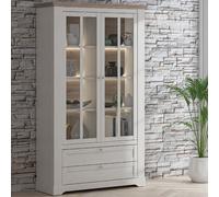 iloppa wooden display cabinet with 2 door 2 drawer in snowy oak