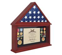 ILOT American Flag Display Case - Military Shadow Box with Polished Plexiglass for 5'x9.5' Folded Flag