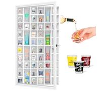 ILOT Shot Glass Display Cabinet Solid Wood - Large Display Case for Collectibles | Man Cave Accessories | UV Protection Acrylic Door | Wall Mounted Black Shadow Box | 52 Divided Slots | 32"x17"White